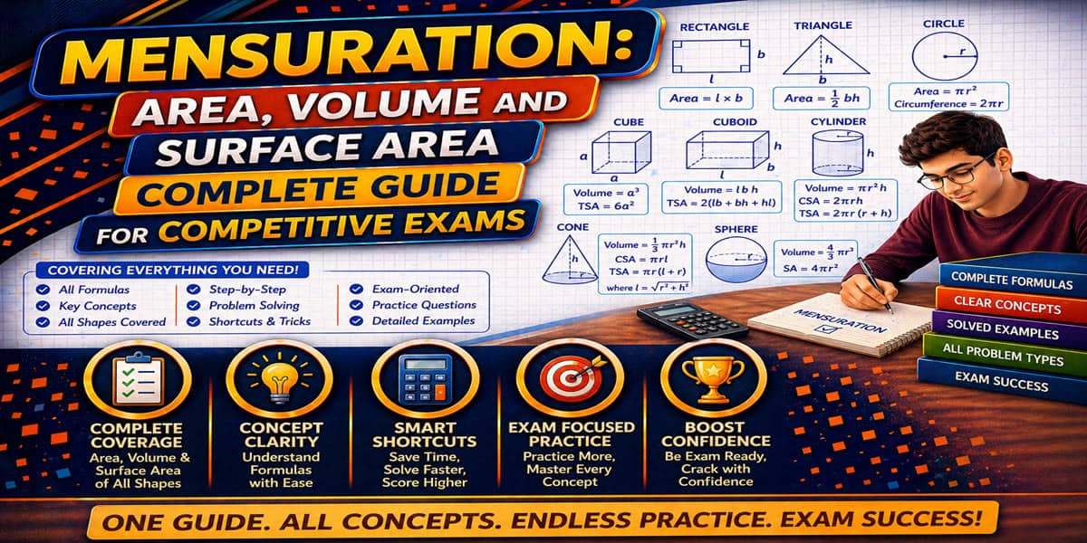 Mensuration: Area, Volume and Surface Area Complete Guide for Competitive Exams